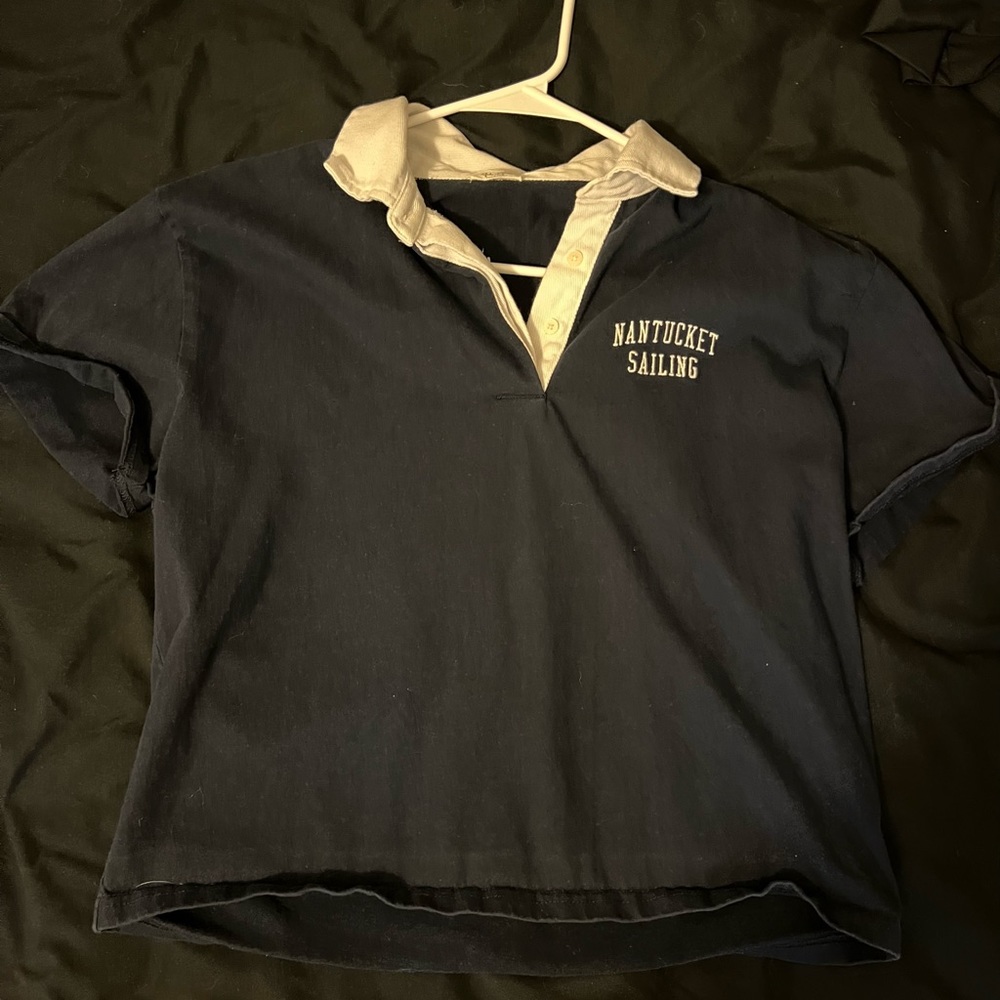 John galt brandy melville slightly cropped navy blue polo